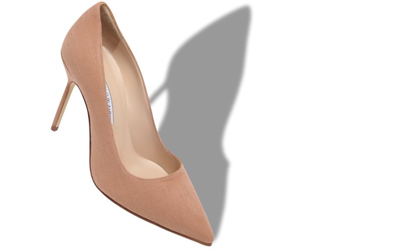 Bb, Brown Linen Pointed Toe Pumps - US$477.00 