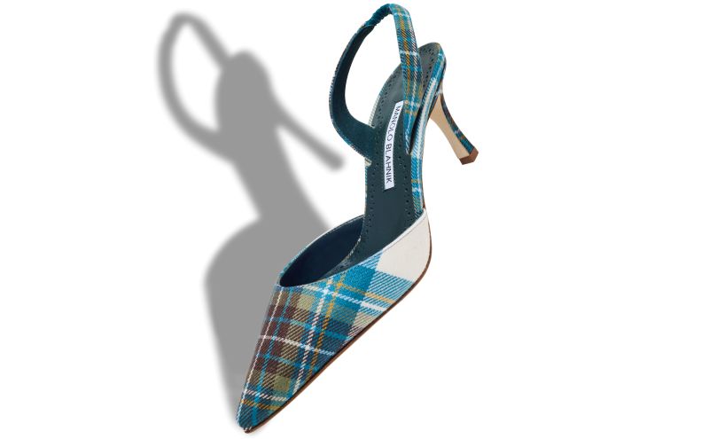 Carolyne 70, Blue Wool Tartan Slingback Pumps - AU$1,525.00