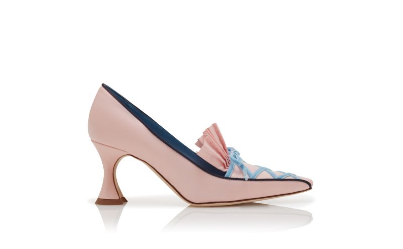 Side view of Rohan, Pink Silk Criss-Cross Detail Pumps - €1,095.00