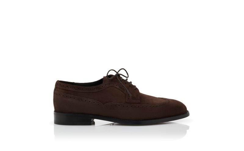 Side view of Tamarak, Dark Brown Suede Lace-Up Oxfords - €795.00