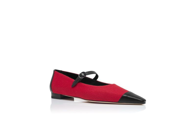 Marema, Red and Black Wool Mary Jane Flat Pumps - €745.00