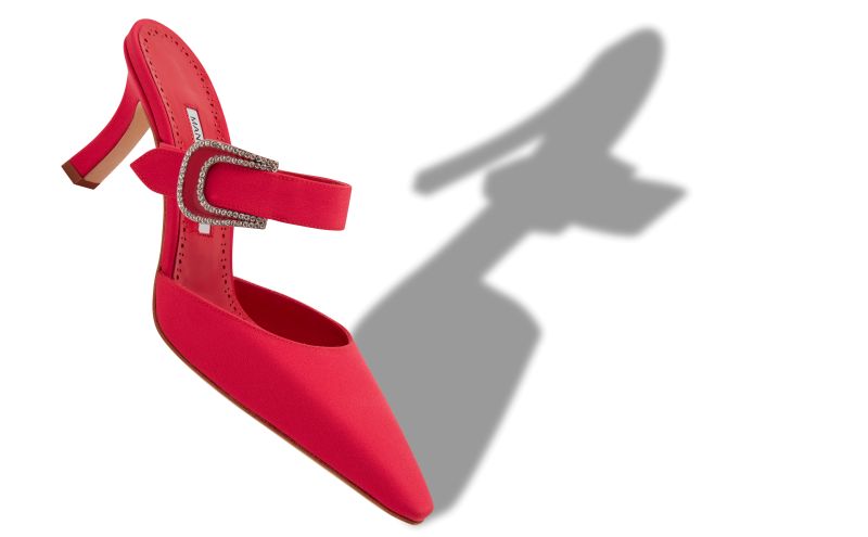 Jabita, Red Crepe De Chine Mules - €975.00 