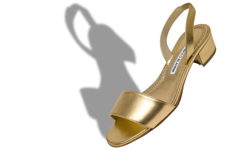 Patopia, Gold Nappa Leather Slingback Sandals - US$795.00