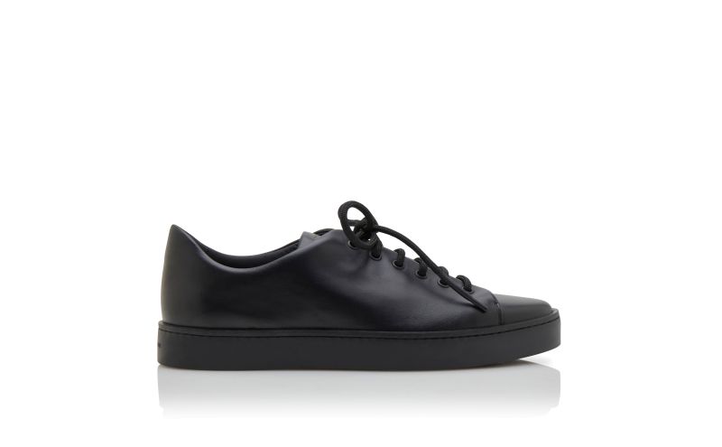 Side view of Semanado, Black Calf Leather Sneakers - £525.00