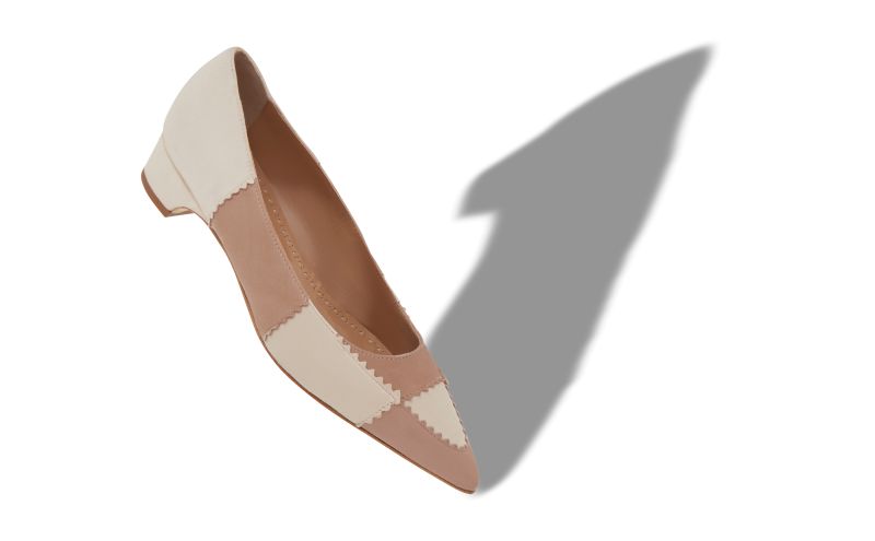 Malango, Beige and Cream Suede Patchwork Pumps - €775.00 