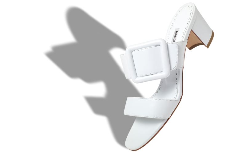 Titubanew, White Nappa Leather Open Toe Mules - US$845.00