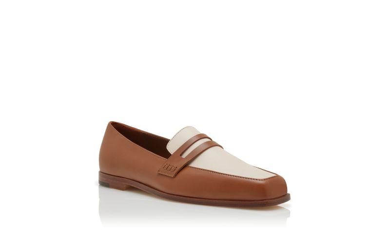 Polonoff, Brown and Cream Calf Leather Loafers - CA$1,385.00