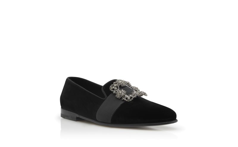 Carlton velvet, Black Velvet Jewelled Buckle Loafers - £975.00