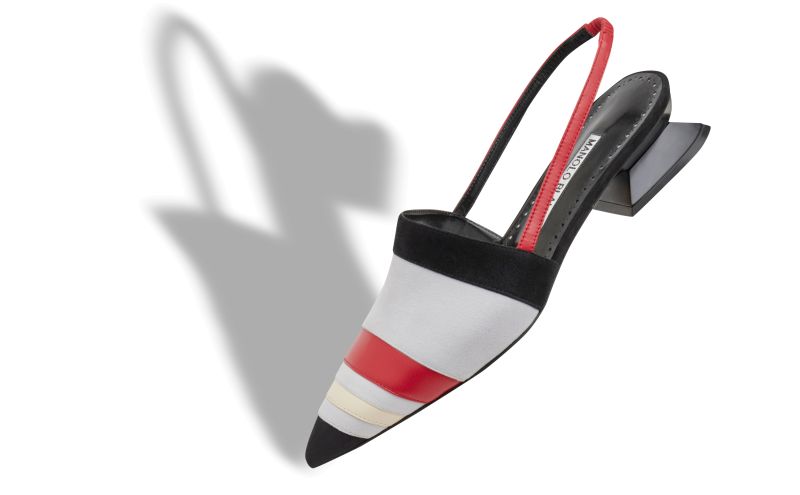 Ajram, Black, Grey, Cream and Red Suede Mules  - £775.00