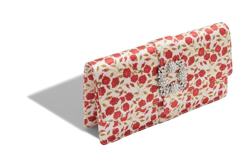 Capri, White and Red Satin Jewel Buckle Clutch - €1,695.00