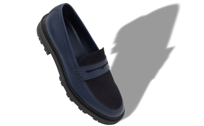 Hudson, Navy Blue Calf Leather Loafers - AU$1,515.00 