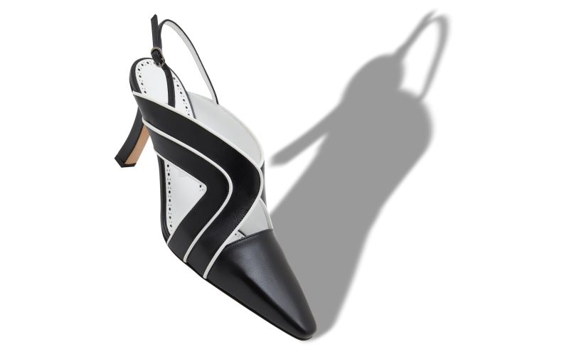 Iollas, Black and White Nappa Leather Slingback Pumps - €965.00 