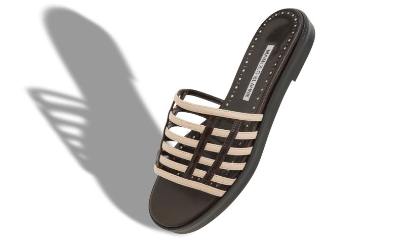 Soromu, Dark Cream and Brown Nappa Leather Sandals  - CA$1,165.00