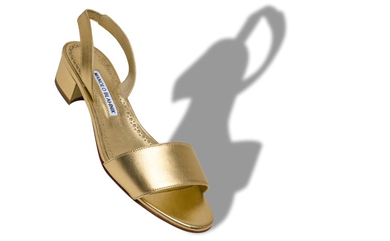 Patopia, Gold Nappa Leather Slingback Sandals - US$795.00 