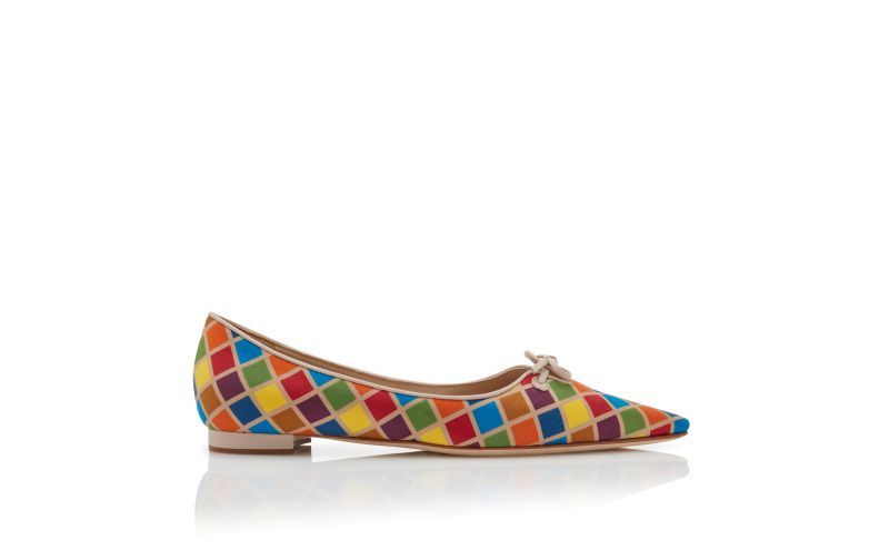Side view of Esmaa, Multicoloured Silk Ballerina Flats  - US$498.00