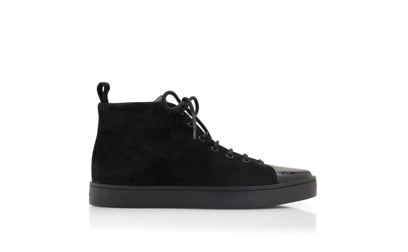 Side view of Semanadohi, Black Calf Leather Lace Up Sneakers - £575.00