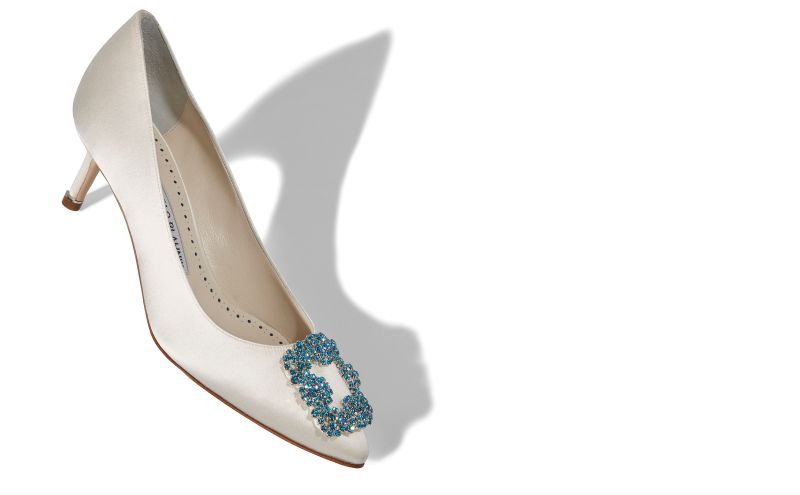 Hangisi bride 50, White Satin Jewel Buckle Pumps - €1,095.00 