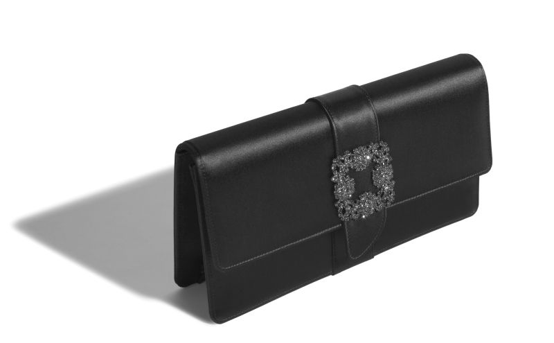 Capri, Black Satin Jewel Buckle Clutch - US$1,695.00