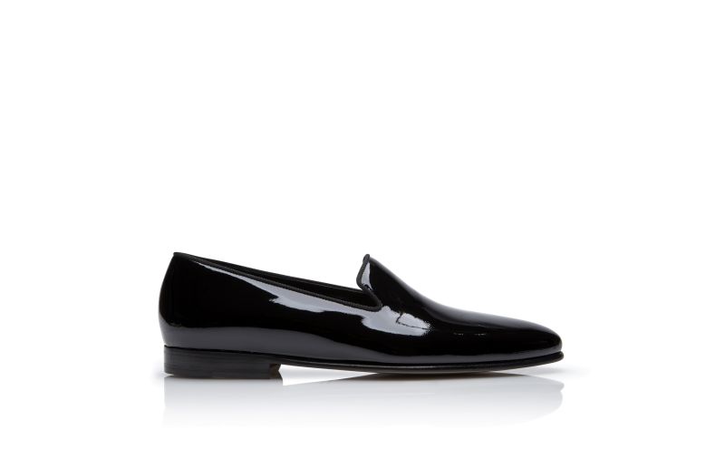 Side view of Mario, Black Patent Leather Loafers - US$845.00