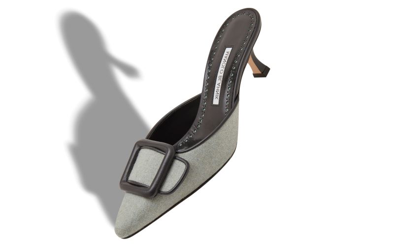 Maysalebi, Light Green and Black Wool Buckle Detail Mules - €785.00