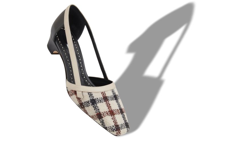 Varro, Light Beige Wool Tartan Pumps - AU$1,575.00 