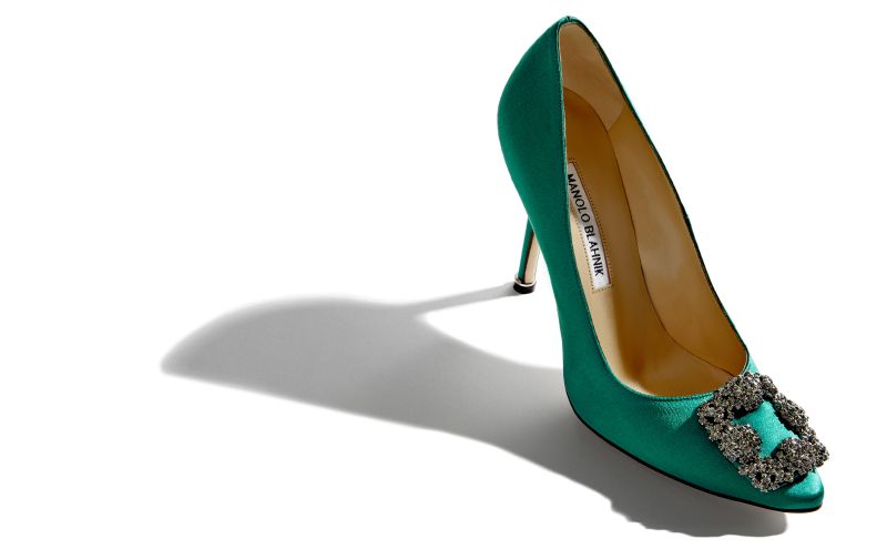 Hangisi, Green Satin Jewel Buckle Pumps - AU$2,055.00