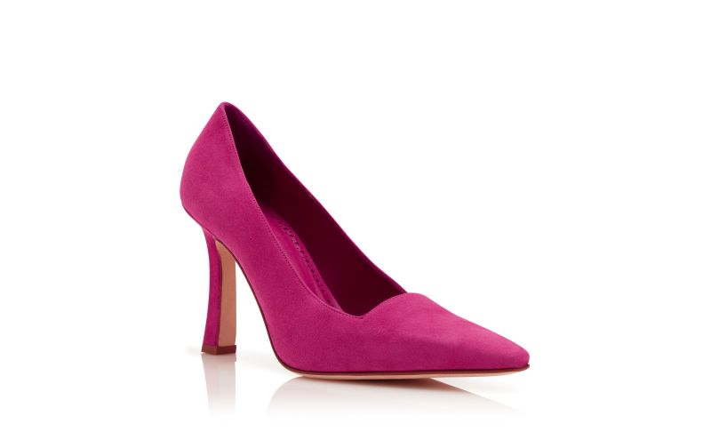 Moira, Dark Pink Suede Square Cut Pumps - €750.00