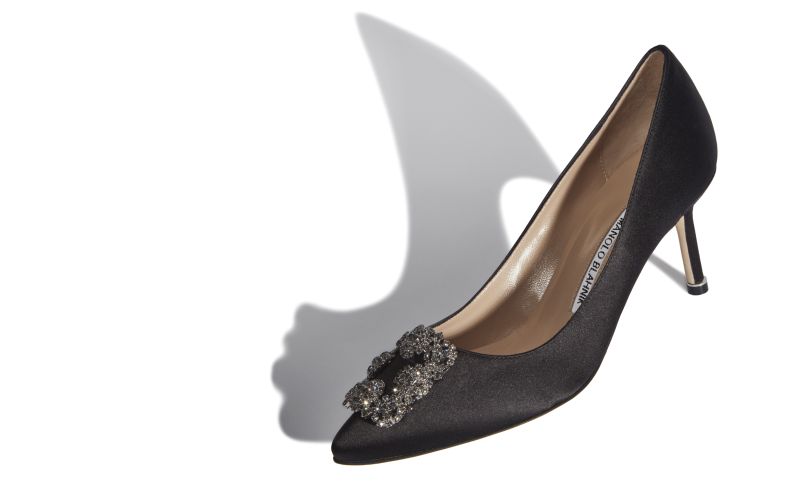 Hangisi 70, Black Satin Jewel Buckle Pumps - AU$2,055.00