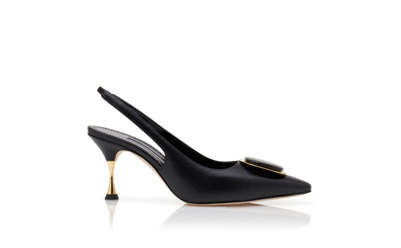 Side view of Chiaransli, Black Nappa Leather Slingback Pumps - AU$1,059.00