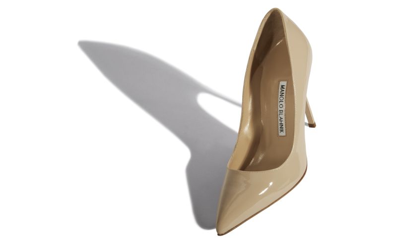 Bb patent, Beige Patent Leather Pointed Toe Pumps - AU$1,115.00