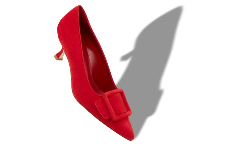 Maysalepump 50, Red Suede Buckle Detail Pumps - CA$1,095.00 