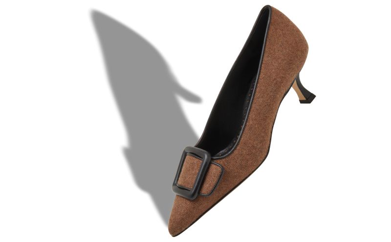 Maysalepump, Brown and Black Wool Buckle Detail Pumps - US$950.00