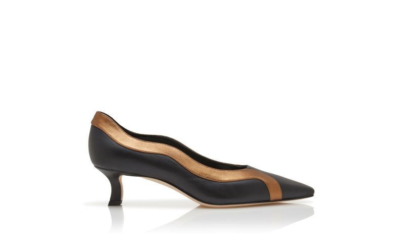 UPORE, Black and Bronze Nappa Leather Pumps, 1045 USD