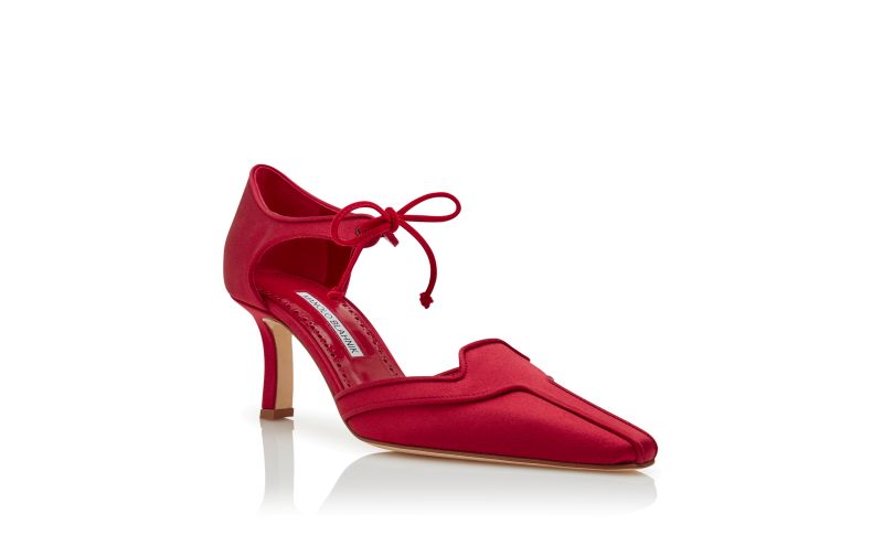 Orata, Red Satin Ankle Strap Pumps - AU$1,635.00