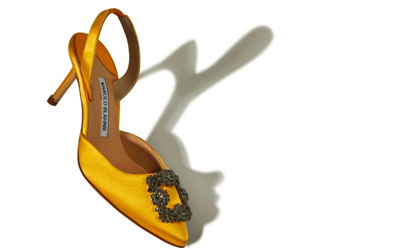 Hangisli, Yellow Satin Jewel Buckle Slingback Pumps - £945.00 