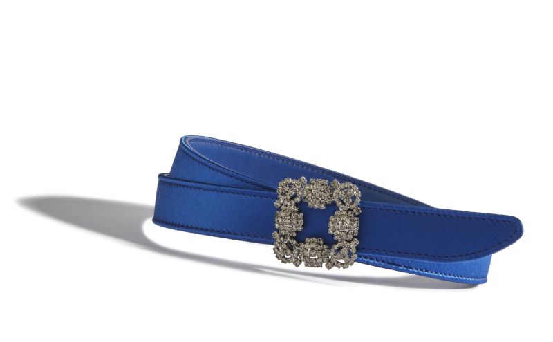 Hangisi belt mini, Blue Satin Crystal Buckled Belt - AU$1,335.00