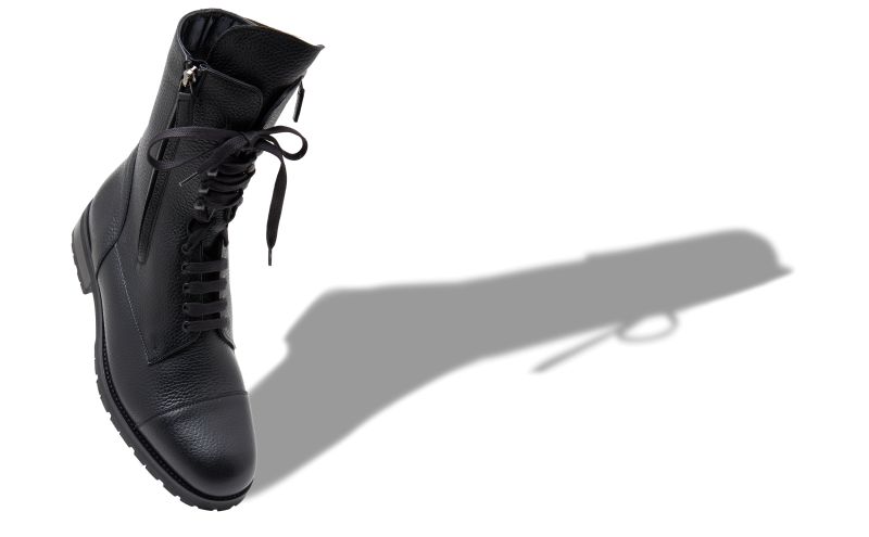 Campcho shearling, Black Calf Leather Military Boots - £995.00 