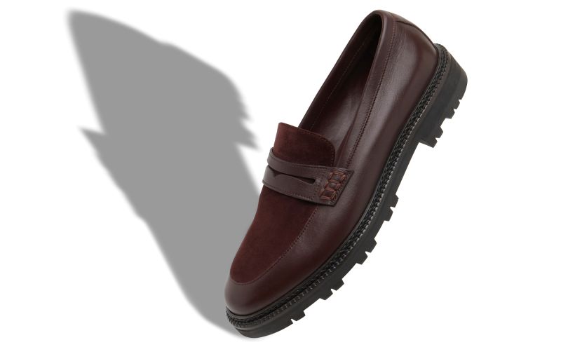 Designer Dark Red Calf Leather Loafers