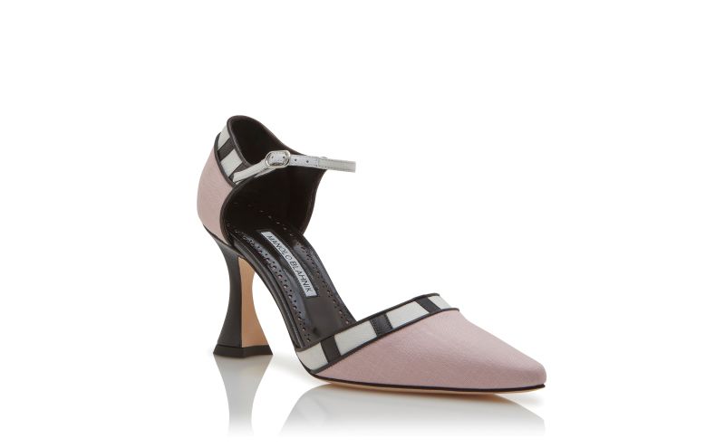 Douka, Pink, Black and Cream Linen Pointed Toe Pumps - £448.00