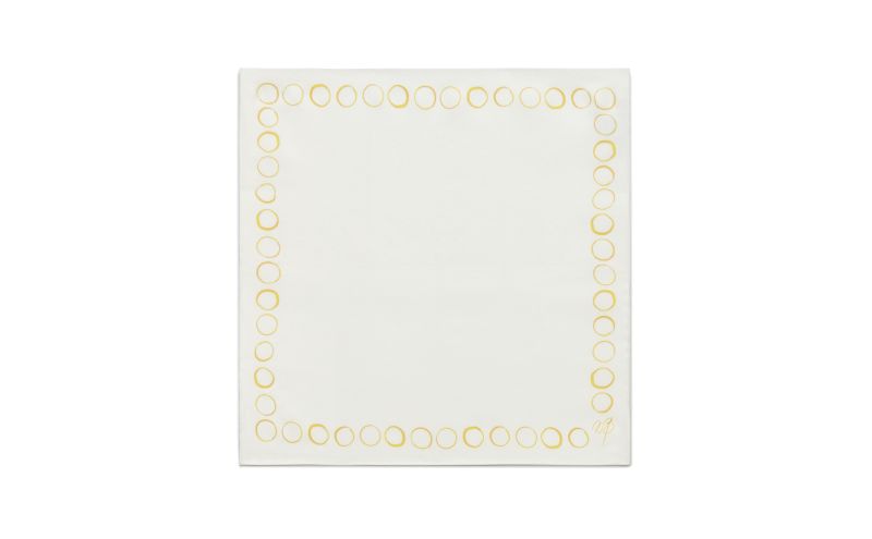 Circles, Ivory and Yellow Silk Pocket Square - US$70.00
