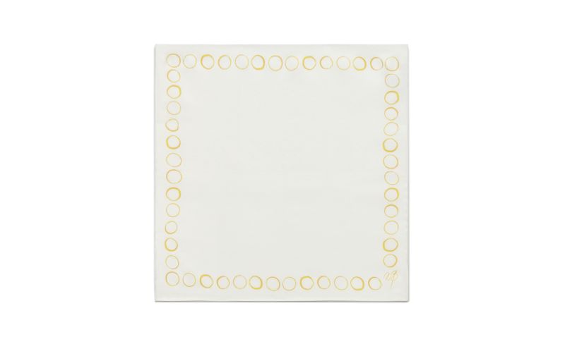 Side view of Circles, Ivory and Yellow Silk Pocket Square - AU$135.00