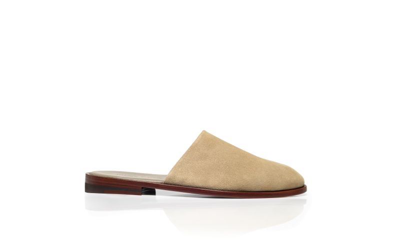 Side view of Capuleti, Light Khaki Suede Slippers - US$348.00