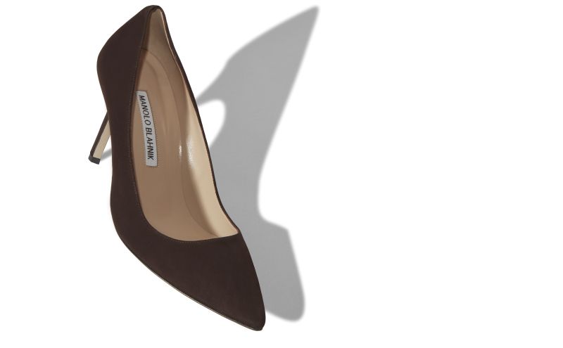 Bb, Chocolate Brown Suede Pointed Toe Pumps - CA$945.00 