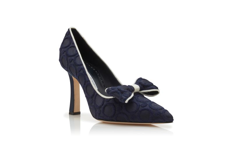 Epirotes, Navy Blue Silk Pointed Toe Pumps - £815.00
