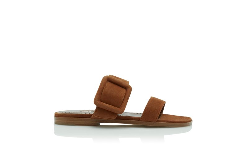 Side view of Titubaflat, Brown Suede Flat Sliders - US$825.00