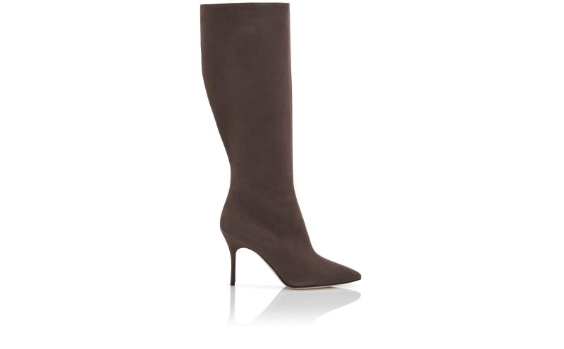 Side view of Oculara, Brown Suede Knee High Boots - £995.00