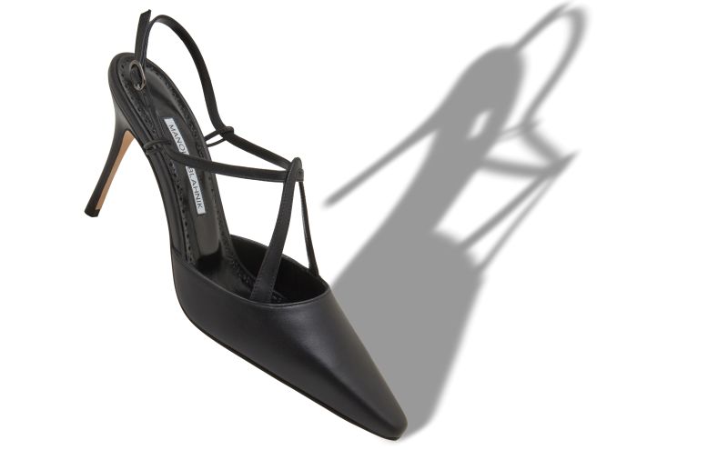 Minia, Black Nappa Leather T-Bar Pumps  - €935.00 