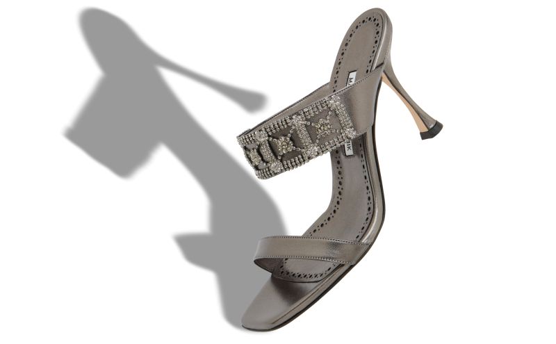 Larapa, Grey Nappa Leather Embellished Mules  - £1,075.00