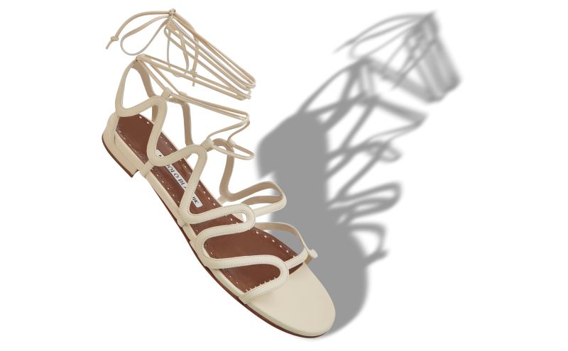 Fawdaflat, Light Cream Nappa Leather Flat Sandals  - AU$968.00 