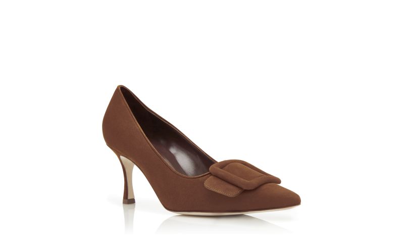 Maysalepump 70, Brown Suede Buckle Detail Pumps - US$845.00